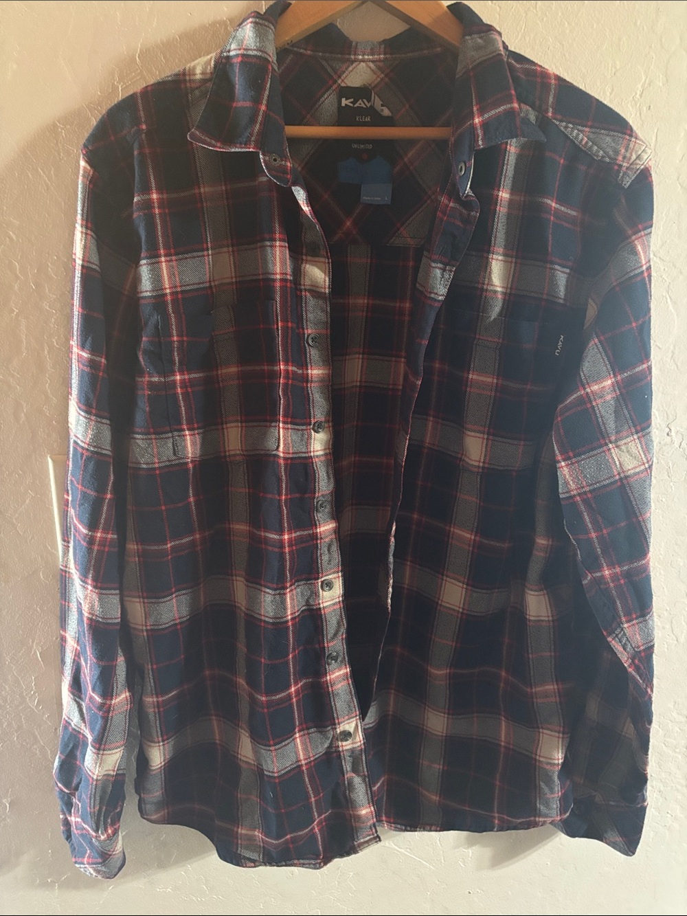 Kavu Navy, Red and White Plaid Casual Button-Down Shirt